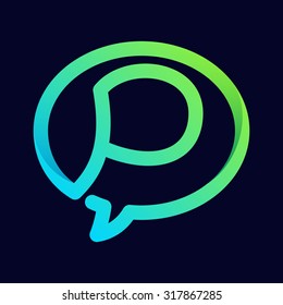 P letter with speech bubble line logo. Abstract trendy letter multicolored vector design template elements for your application or corporate identity.