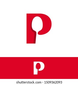 P Letter Spoon Logo Design Template Inspiration, Vector Illustration.
