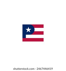 P letter Star america flag Logo vector template