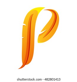 P letter, stylization of feathers. P logo. P icon