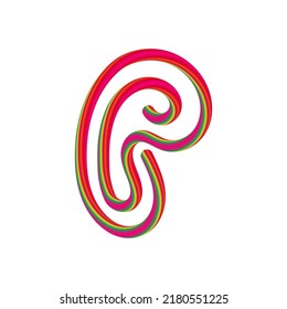 P letter with swirl candy. Vector candy and sugar font for bright logo, your application, sweet identity and more