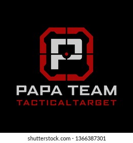 P Letter Tactical target logo design