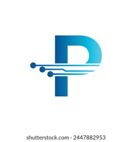 P letter tech logo, initial P for technology symbol