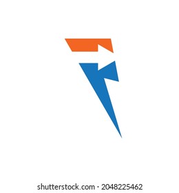 p letter thunder bolt arrow icon illustration vector concept design