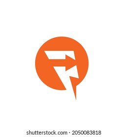 p letter thunder bolt arrow icon illustration vector concept design
