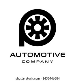 P Letter tire vector logo template. This font suitable for automotive business. 