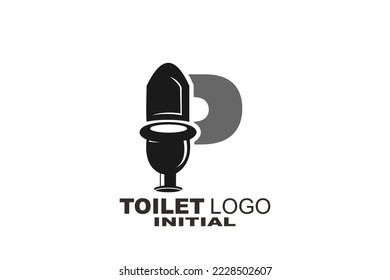 P Letter Toilet bowl icon button  vector  sign  symbol  logo  illustration  editable stroke  flat design style isolated