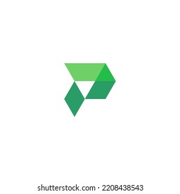 P Letter With Triangle Shape Logo Design Vector