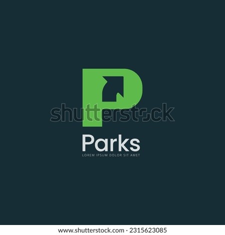 P letter with turn slight right arrow icon minimal logo design concept. Vector illustration