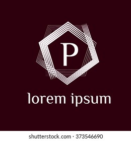 P letter vector geometric logo template (sign, symbol, emblem, ornament)