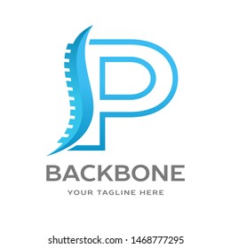 P Letter vector logo template with backbone symbol. Can be use for initial logo and suitable for chiropractic, consulting and anatomical business.