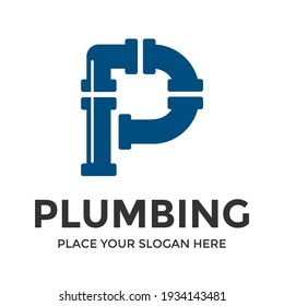 P Letter vector logo template. This design use pipe symbol. Suitable for industrial.