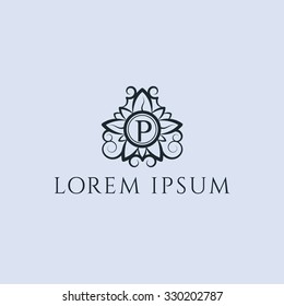 P letter vintage vector logo template (sign, symbol, emblem, ornament)
