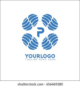P Letter Water Wave symbol and icon Logo Template vector