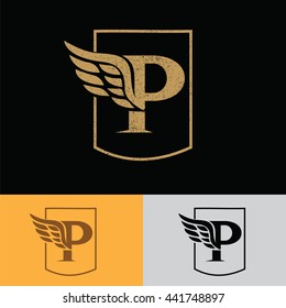 P letter with wing logo design template elegant ,luxury concept.