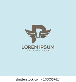 Icono de diseño del logotipo de la letra P Wings. Logotipo de la letra Flying Wing con un concepto creativo y moderno.