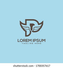 P Letter Wings Logo Design Icon. Flying Wing Letter Logo with Creative and modern concept.