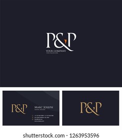 P & P letters Joint logo icon and Business card vector template.