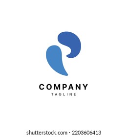 P letters logo initials with some water experiment like swirl, splash, yinyang water, P for your business