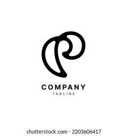 P letters logo initials with some water experiment like swirl, splash, yinyang water, P for your business