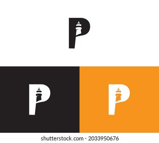 P Lighthouse ​logo design eps