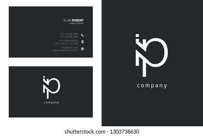 I & P line logo joint letter design with business card template