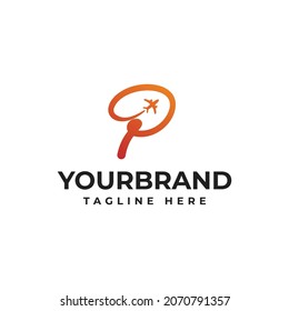 P logo with airlines and planes. Vector design template elements for your corporate identity.