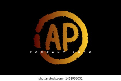 A P Logo. AP Letter Design Vector with gold color. grunge style