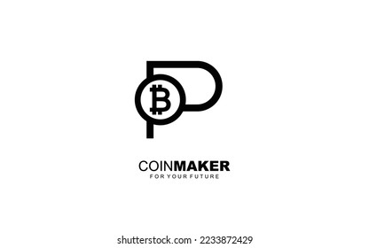 P logo BITCOIN for identity. CRYPTO CURRENCY template vector illustration for your brand.