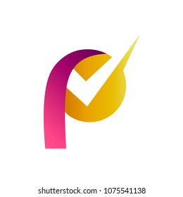 P Logo With Checklist, Initial Letter Logo Template