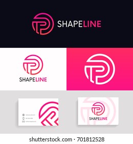 P logo circle logo sign linear icon vector design.
