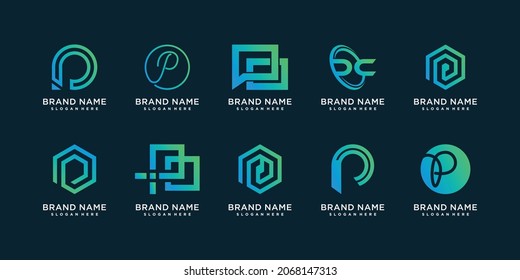 Colección de logotipos P con estilo creativo moderno Vector Premium