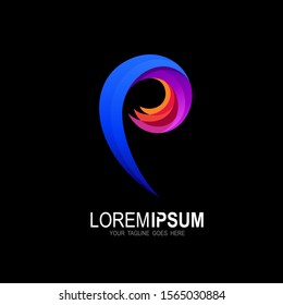 P logo with colorful design template, Letter p icon 3d,  Finance