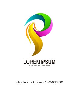 P logo with colorful design template, Letter p icon 3d,  Finance