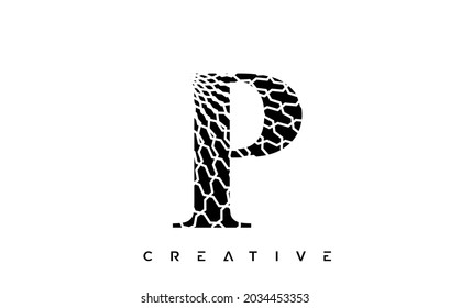 P Logo-Design mit abstrakten Linien. Künstlerische Elegante Schwarz-Weiß-Linien-Symbole Vektorgrafik
