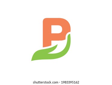 P logo design. P letter logo with hand concept