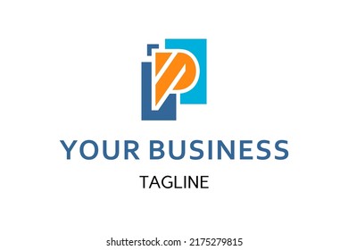 P logo design, letter, icon, symbol. Simple logo of P letter, geometric based that shape a futuristics looks. Very suitable for technology business, startup or web developer logo