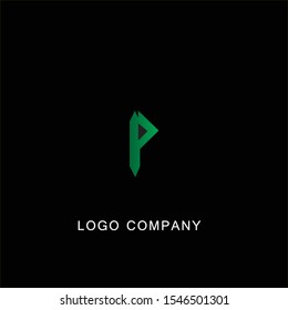 p logo design on black background