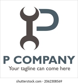 Diseño del logotipo de P sobre el tema de la construcción