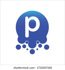 p logo with dots icon design