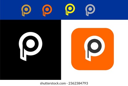 P logo elegant typography connect colorful template vector icon illustration