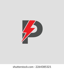 P logo energy vector for identity company. Electric Bolt Letter P Logo Vector Illustration for your brand.