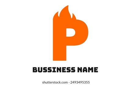 P logo flame. P modern logo with fire flame shape. logo or icon business for food, barbeque or many more. Ignite modern symbol