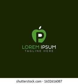 P logo with Green apple fully vector