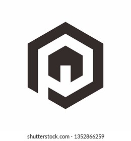 P logo initial letter design template vector illustration with simple house shape inside