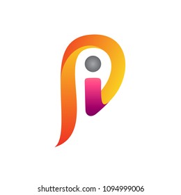 P and I logo, initial letter PI monogram logo, 3d linked letter mark business logo template