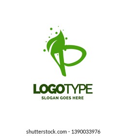 P logo with Leaf Element. Nature Leaf logo designs, Simple leaf logo symbol. Natural, eco food. Organic food badges in vector. Vector logos. Natural logos with leaves. Creative Green Natural Logo temp
