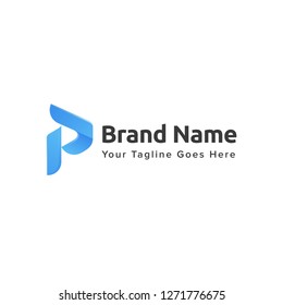 P Logo Letter Abstract P Design Vector Illustration in Blue Colors - Vector