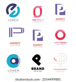 P logo letter gradient colorful style logo collection 