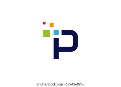 P logo . Letter P for pixel logo design . creative logo concept . vector illustration